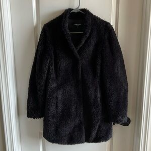 Kenneth Cole New York Faux Fur Black Coat.